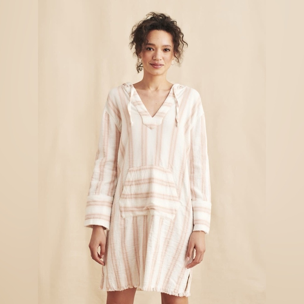 Faherty Cream and Pink Swim Coverup